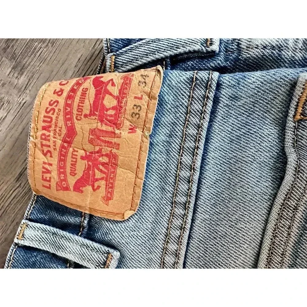 Levi Strauss & Co. Blue Distressed 5 Pocket Design Straight Jeans Size 34